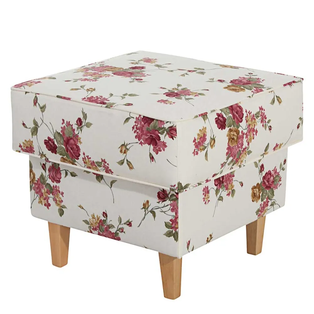 Wohnen Sessel & Hocker|Barhocker*Landhaus Polsterhocker mit Blumen Stoff - Blackbeard