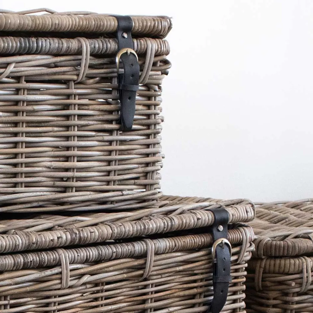 Wohnen Rattanmöbel*Landhaus Rattan Truhen Set - Speccia (dreiteilig)