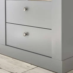 Wohnen Vitrinen|Wohnzimmer-Vitrinen*Landhaus Regal in Lichtgrau & Eiche NB - Buleta