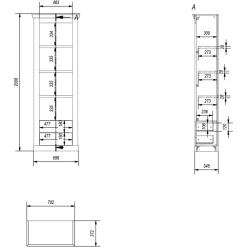 Wohnen Vitrinen|Wohnzimmer-Vitrinen*Landhaus Regal in Lichtgrau & Eiche NB - Buleta