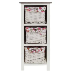 Wohnen Weiße Möbel|Naturholzmöbel*Landhaus Regal mit drei Körben - Migorys