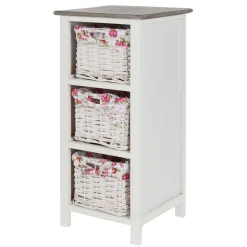 Wohnen Weiße Möbel|Naturholzmöbel*Landhaus Regal mit drei Körben - Migorys