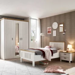 Wohnen Schlafzimmer Komplett*Landhaus Schlafzimmer für eine Person - Malvissa I (dreiteilig)