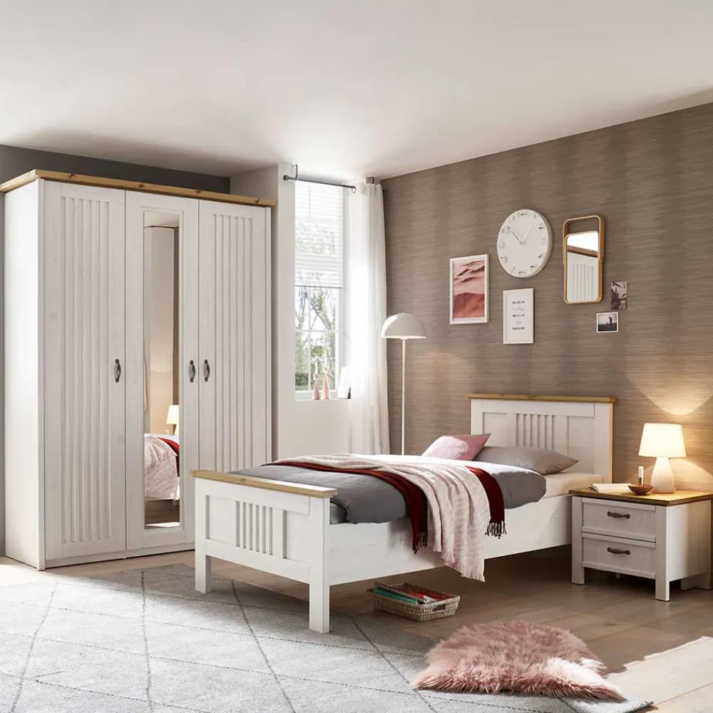 Wohnen Schlafzimmer Komplett*Landhaus Schlafzimmer für eine Person - Malvissa I (dreiteilig)