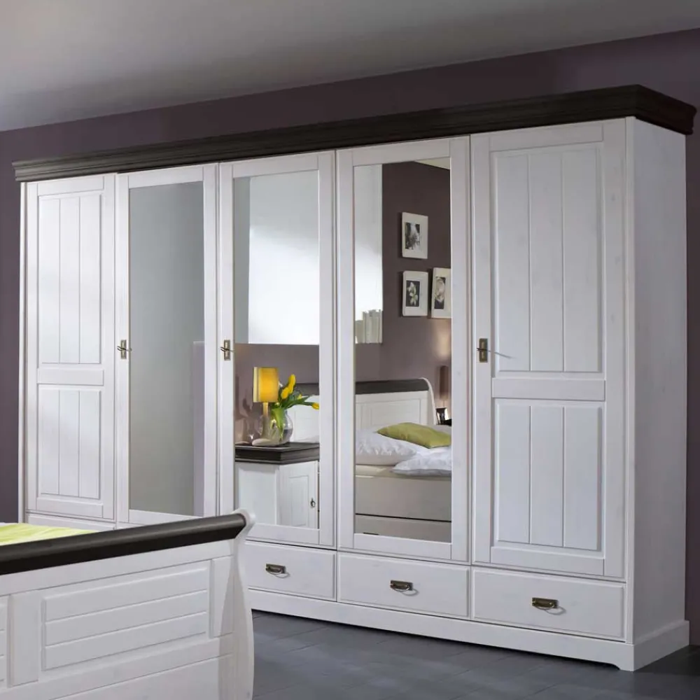 Wohnen Schlafzimmer Komplett*Landhaus Schlafzimmer Pisino aus Kiefer Massivholz (vierteilig)