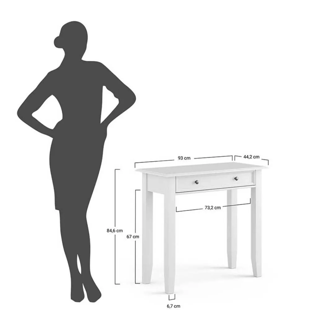 Wohnen Landhaus Schminktisch in Weiß mit Eiche - Bordona