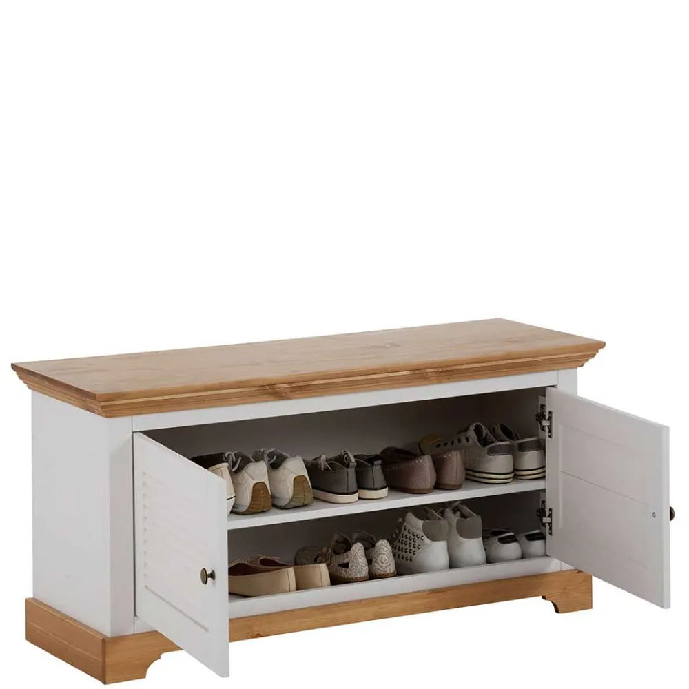 Wohnen Küchenbänke|Sitzbank*Landhaus Schuhbank in Weiß & Honig - Axdonira