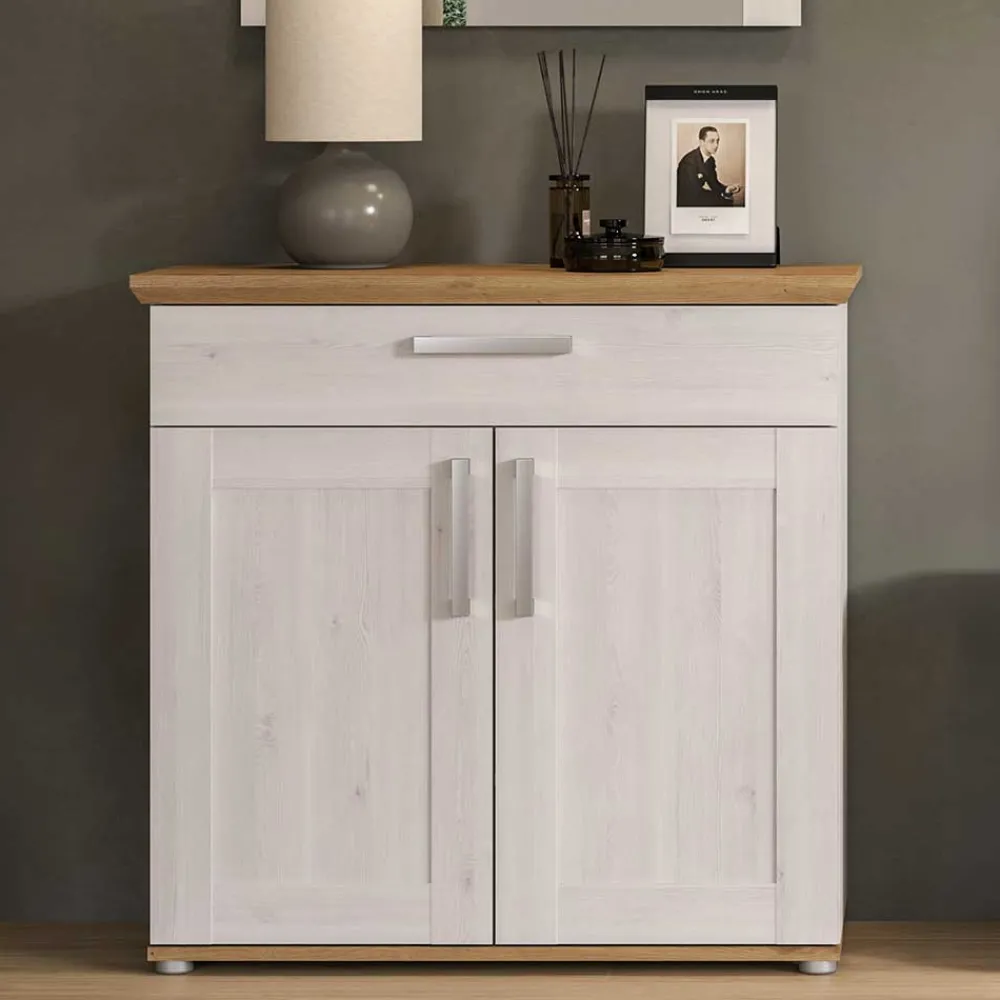 Wohnen Schuhschränke*Landhaus Schuhkommode in Holzoptik Lärche Weiß - Tocella