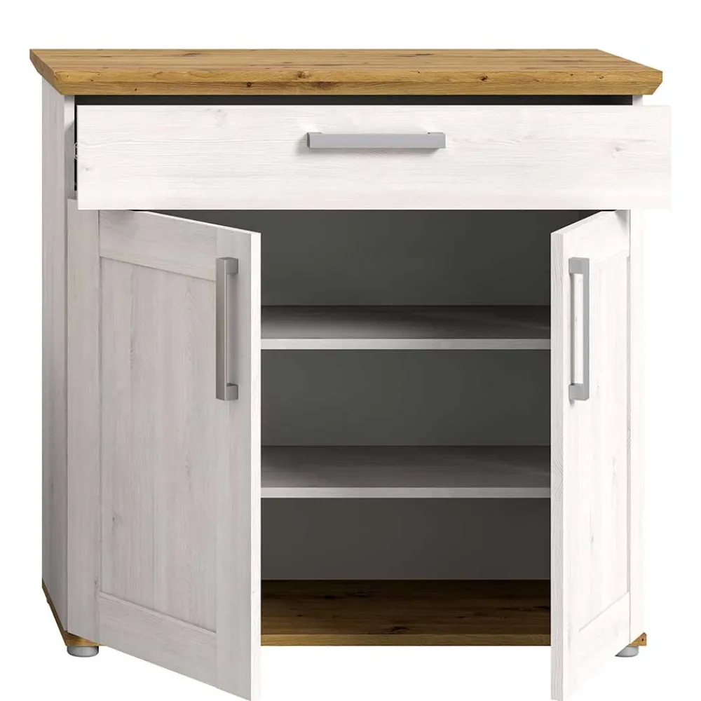 Wohnen Schuhschränke*Landhaus Schuhkommode in Holzoptik Lärche Weiß - Tocella