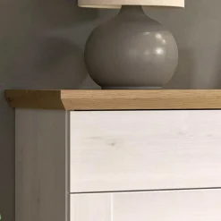 Wohnen Schuhschränke*Landhaus Schuhkommode in Holzoptik Lärche Weiß - Tocella