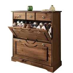 Wohnen Schuhschränke*Landhaus Schuhkommode in Dunkelbraun - Yemisa