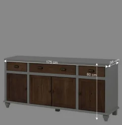 Wohnen Landhaus Sideboard in Holz Braun - Veproma