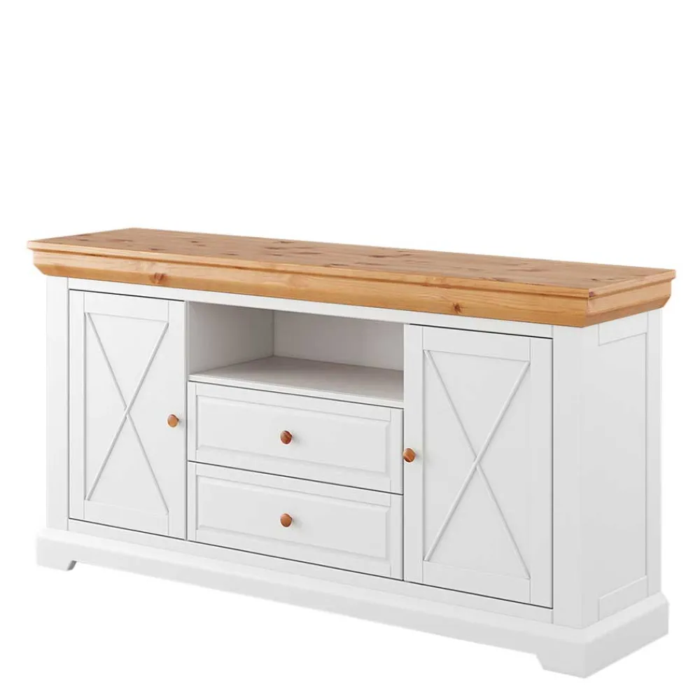 Wohnen Sideboards & Kommoden|Sideboards & Kommoden*Landhaus Sideboard in Weiß & Natur Kiefer - Saluts