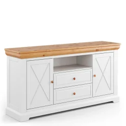 Wohnen Sideboards & Kommoden|Sideboards & Kommoden*Landhaus Sideboard in Weiß & Natur Kiefer - Saluts