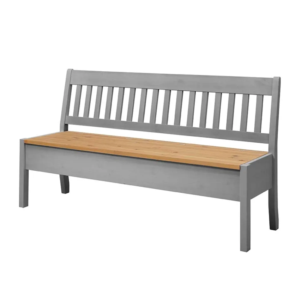 Wohnen Küchenbänke|Esszimmerbänke*Landhaus Sitzbank in Grau mit Natur - Ziamora