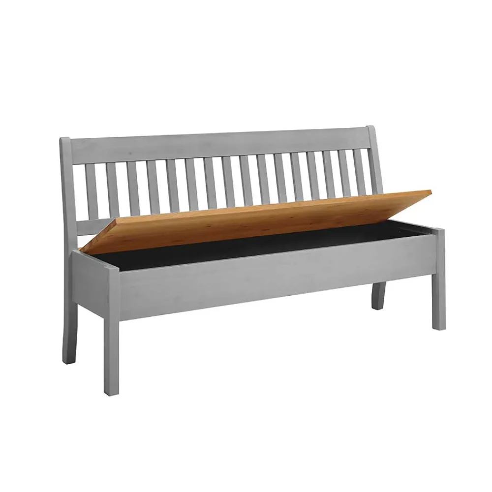 Wohnen Küchenbänke|Esszimmerbänke*Landhaus Sitzbank in Grau mit Natur - Ziamora