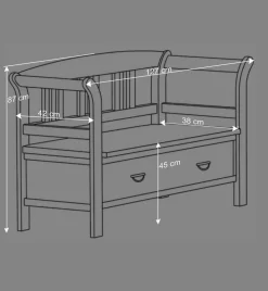 Wohnen Schuhschränke|Küchenbänke*Landhaus Sitzbank Jytte mit Lehne