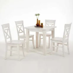 Wohnen Landhaus Sitzgruppe Onesti in Weiß (fünfteilig)