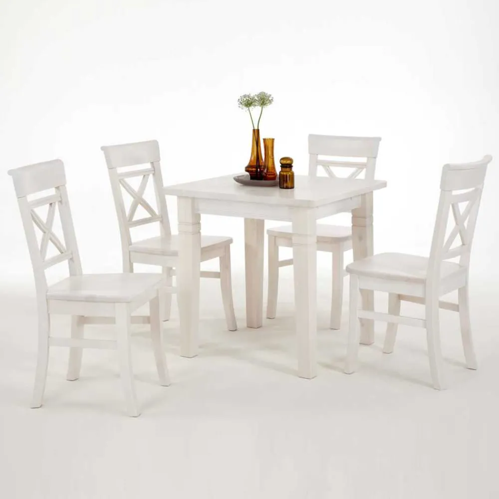 Wohnen Landhaus Sitzgruppe Onesti in Weiß (fünfteilig)