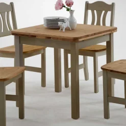 Wohnen Küchen-Essgruppen|Esszimmer Komplett*Landhaus Sitzgruppe Seramya in Grau Kiefer (fünfteilig)