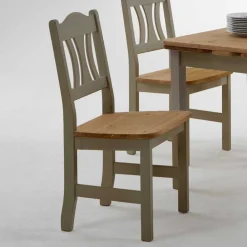 Wohnen Küchen-Essgruppen|Esszimmer Komplett*Landhaus Sitzgruppe Seramya in Grau Kiefer (fünfteilig)