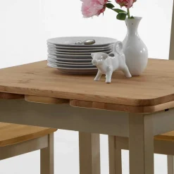 Wohnen Küchen-Essgruppen|Esszimmer Komplett*Landhaus Sitzgruppe Seramya in Grau Kiefer (fünfteilig)