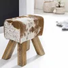 Wohnen Barhocker|Hocker*Landhaus Sitzhocker Darinca mit Ziegenfell und Holz