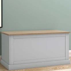 Wohnen Sitztruhen*Landhaus Truhe in Grau mit Eiche - Rino