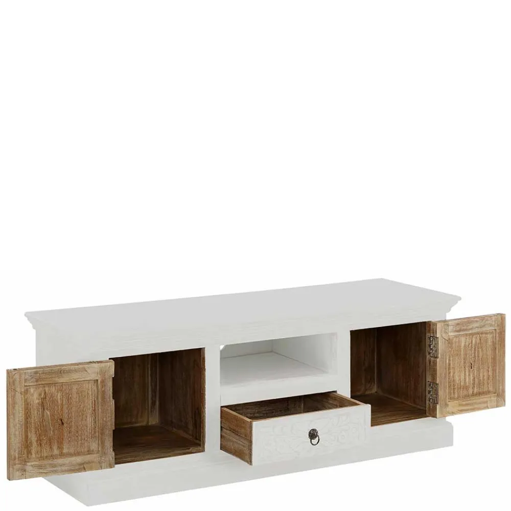 Wohnen Landhaus TV Board in Weiß lackiert - Lucos