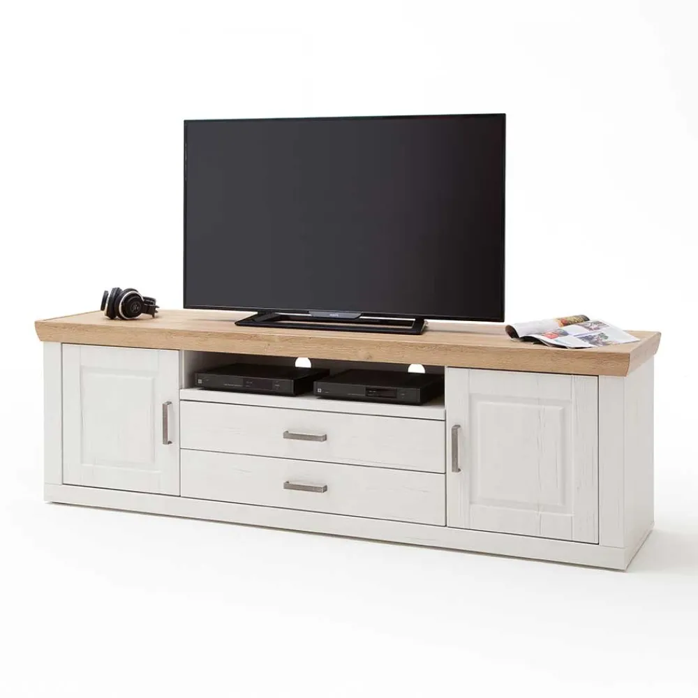 Wohnen Landhausmöbel|Tv & Hifi-Möbel*Landhaus TV Element in Weiß & Eichefarben - Samula