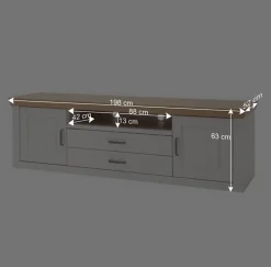 Wohnen Landhausmöbel|Tv & Hifi-Möbel*Landhaus TV Element in Weiß & Eichefarben - Samula