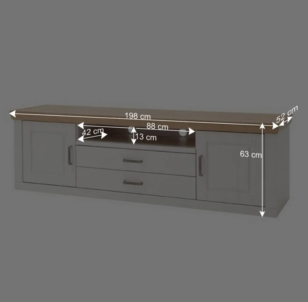 Wohnen Landhausmöbel|Tv & Hifi-Möbel*Landhaus TV Element in Weiß & Eichefarben - Samula