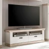 Wohnen Landhausmöbel|Tv & Hifi-Möbel*Landhaus TV Element in Weiß & Pinie Shabby Nedita mit 2 Schubladen