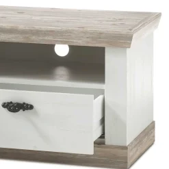 Wohnen Landhausmöbel|Tv & Hifi-Möbel*Landhaus TV Element in Weiß & Pinie Shabby Nedita mit 2 Schubladen