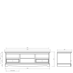 Wohnen Landhausmöbel|Tv & Hifi-Möbel*Landhaus TV Lowboard in Grau und Eiche - Witenga