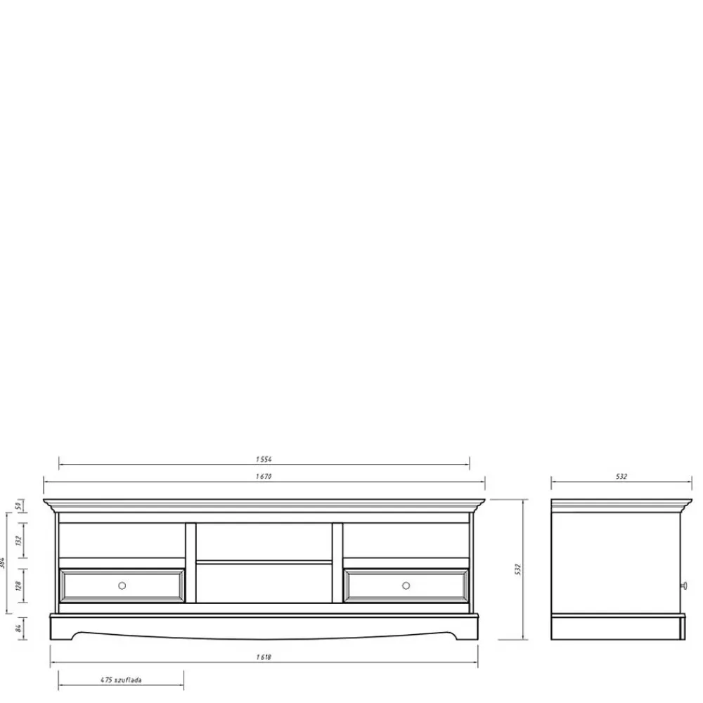Wohnen Landhausmöbel|Tv & Hifi-Möbel*Landhaus TV Lowboard in Grau und Eiche - Witenga