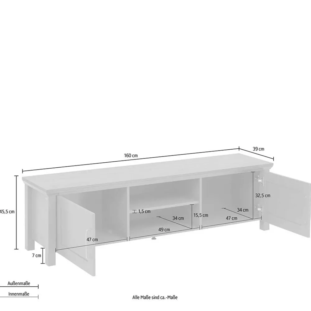 Wohnen Landhaus TV-Board in Dunkelgrau - Mivaldana
