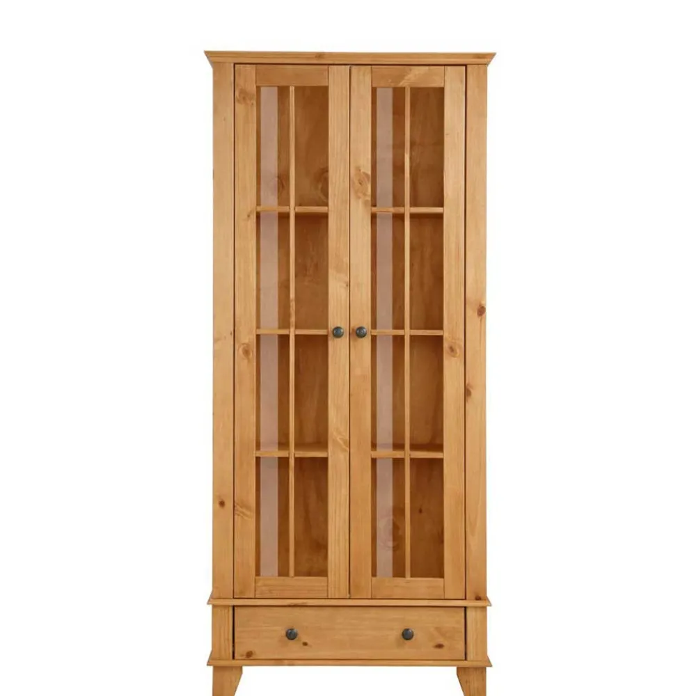 Wohnen Vitrinen|Wohnzimmer-Vitrinen*Landhaus Vitrine aus Kiefer Massivholz - Anyamie