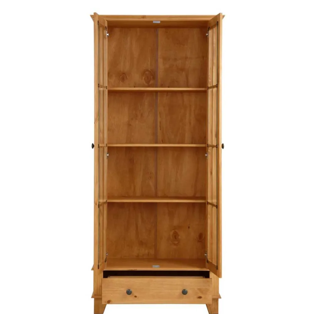 Wohnen Vitrinen|Wohnzimmer-Vitrinen*Landhaus Vitrine aus Kiefer Massivholz - Anyamie