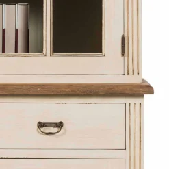 Wohnen Esszimmer-Vitrinen|Vitrinen*Landhaus Vitrine in Creme Weiß - Helsing