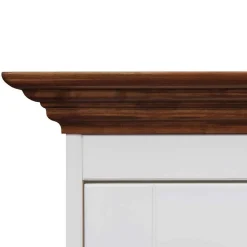 Wohnen Landhaus Vitrine in Weiß mit Nussbaum Braun - Manipur