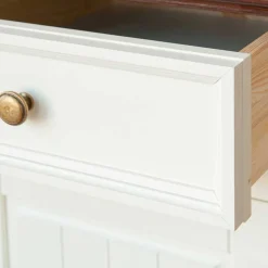 Wohnen Landhaus Vitrine in Weiß mit Nussbaum Braun - Manipur