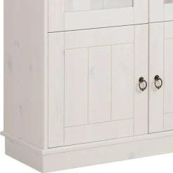 Wohnen Landhaus Vitrine in Weiß und Kiefer Honig - Zentra