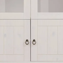 Wohnen Landhaus Vitrine in Weiß und Kiefer Honig - Zentra