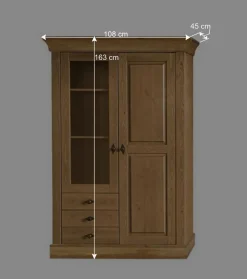 Wohnen Esszimmer-Vitrinen*Landhaus Vitrine Piatra in Kiefer Natur gelaugt