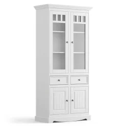 Wohnen Landhaus Vitrinenschrank in Weiß lackiert - Indico
