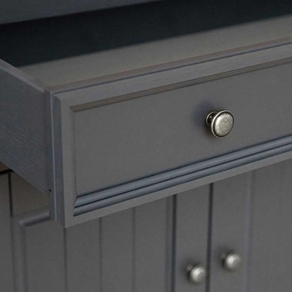 Wohnen Vitrinen|Wohnzimmer-Vitrinen*Landhaus Vitrinenschrank in Grau und Eiche - Witenga