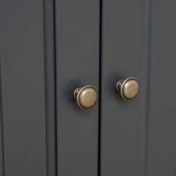 Wohnen Vitrinen|Wohnzimmer-Vitrinen*Landhaus Vitrinenschrank in Grau und Eiche - Witenga