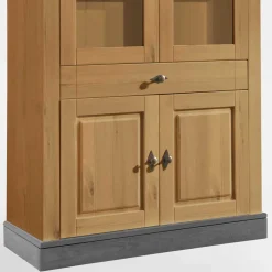 Wohnen Esszimmer-Vitrinen*Landhaus Vitrinenschrank in Kiefer Lauge & Grau - Eshelas