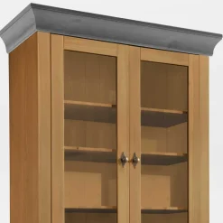 Wohnen Esszimmer-Vitrinen*Landhaus Vitrinenschrank in Kiefer Lauge & Grau - Eshelas